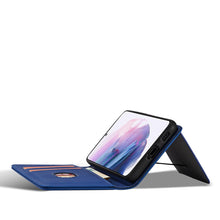 Заредете изображение във визуализатора на галерията – Magnet Card Case Case for Samsung Galaxy S22 + (S22 Plus) Pouch Wallet Card Holder Blue - TopMag

