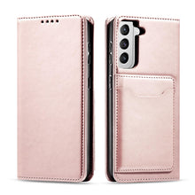Заредете изображение във визуализатора на галерията – Magnet Card Case for Samsung Galaxy S22 + (S22 Plus) Pouch Wallet Card Holder Pink - TopMag
