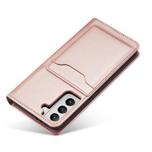 Заредете изображение във визуализатора на галерията – Magnet Card Case for Samsung Galaxy S22 + (S22 Plus) Pouch Wallet Card Holder Pink - TopMag
