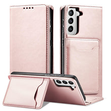 Заредете изображение във визуализатора на галерията – Magnet Card Case for Samsung Galaxy S22 + (S22 Plus) Pouch Wallet Card Holder Pink - TopMag
