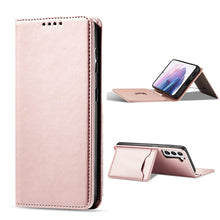 Заредете изображение във визуализатора на галерията – Magnet Card Case for Samsung Galaxy S22 + (S22 Plus) Pouch Wallet Card Holder Pink - TopMag

