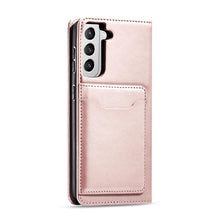 Заредете изображение във визуализатора на галерията – Magnet Card Case for Samsung Galaxy S22 + (S22 Plus) Pouch Wallet Card Holder Pink - TopMag
