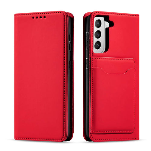 Magnet Card Case for Samsung Galaxy S22 + (S22 Plus) Pouch Wallet Card Holder Red - TopMag