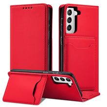 Заредете изображение във визуализатора на галерията – Magnet Card Case for Samsung Galaxy S22 + (S22 Plus) Pouch Wallet Card Holder Red - TopMag
