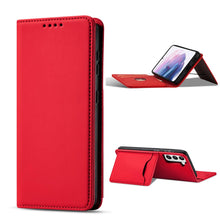 Заредете изображение във визуализатора на галерията – Magnet Card Case for Samsung Galaxy S22 + (S22 Plus) Pouch Wallet Card Holder Red - TopMag
