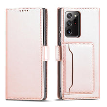 Заредете изображение във визуализатора на галерията – Magnet Card Case Case for Samsung Galaxy S22 Ultra Cover Card Wallet Card Stand Pink - TopMag
