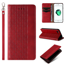 Заредете изображение във визуализатора на галерията – Magnet Strap Case Case for iPhone SE 2022 / SE 2020 / iPhone 8 / iPhone 7 Pouch Wallet + Mini Lanyard Pendant Red - TopMag
