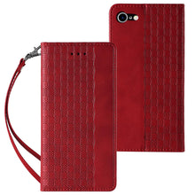 Заредете изображение във визуализатора на галерията – Magnet Strap Case Case for iPhone SE 2022 / SE 2020 / iPhone 8 / iPhone 7 Pouch Wallet + Mini Lanyard Pendant Red - TopMag
