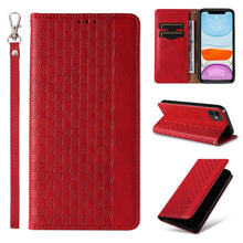 Заредете изображение във визуализатора на галерията – Magnet Strap Case for iPhone 13 mini cover wallet + mini lanyard pendant red - TopMag
