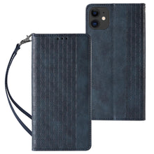 Заредете изображение във визуализатора на галерията – Magnet Strap Case for iPhone 13 case wallet + mini lanyard pendant blue - TopMag
