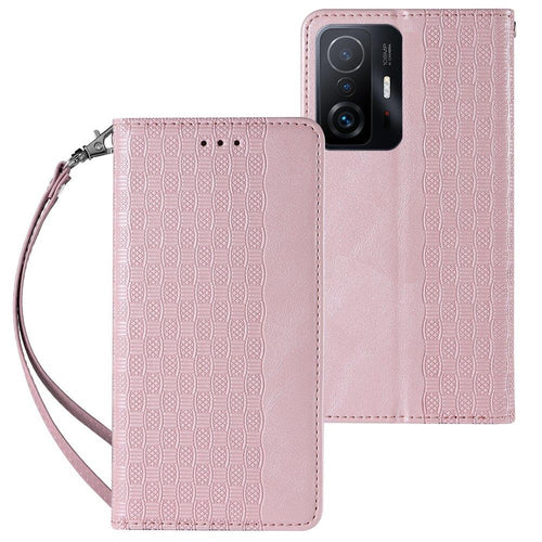 Magnet Strap Case Case for Samsung Galaxy A12 5G Pouch Wallet + Mini Lanyard Pendant Pink - TopMag