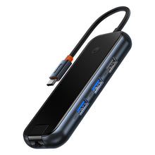 Заредете изображение във визуализатора на галерията – Baseus AcmeJoy HUB 8-Port USB-C to 1xHDMI / 2xUSB-A 3.0 / 1xUSB-A 2.0 / 1xUSB-C PD&amp;Data / 1xRJ45 / 1xSD/TF dark gray
