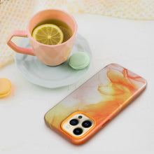 Заредете изображение във визуализатора на галерията – Leather Mag Cover for IPHONE 14 orange splash
