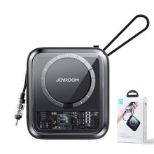 Заредете изображение във визуализатора на галерията – Joyroom induction power bank 10000mAh Icy Series 22.5W with built-in Lightning cable black (JR-L007)
