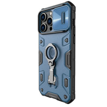 Заредете изображение във визуализатора на галерията – Nillkin CamShield Armor Pro Case Cover iPhone 14 Pro Max Armor Cover with Camera Cover Ring Stand Blue
