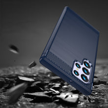 Заредете изображение във визуализатора на галерията – Carbon Case for Samsung Galaxy S23 Ultra flexible silicone carbon cover blue
