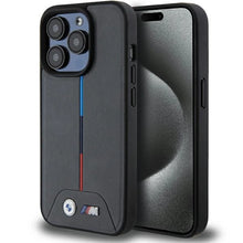 Заредете изображение във визуализатора на галерията – BMW M Quilted Tricolor MagSafe case for iPhone 15 Pro - gray
