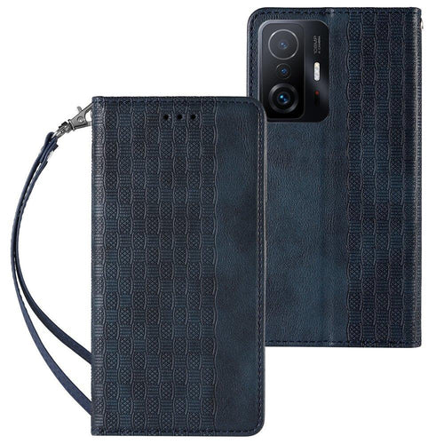 Magnet Strap Case Case for Xiaomi Redmi Note 11 Pro Pouch Wallet + Mini Lanyard Pendant Blue - TopMag