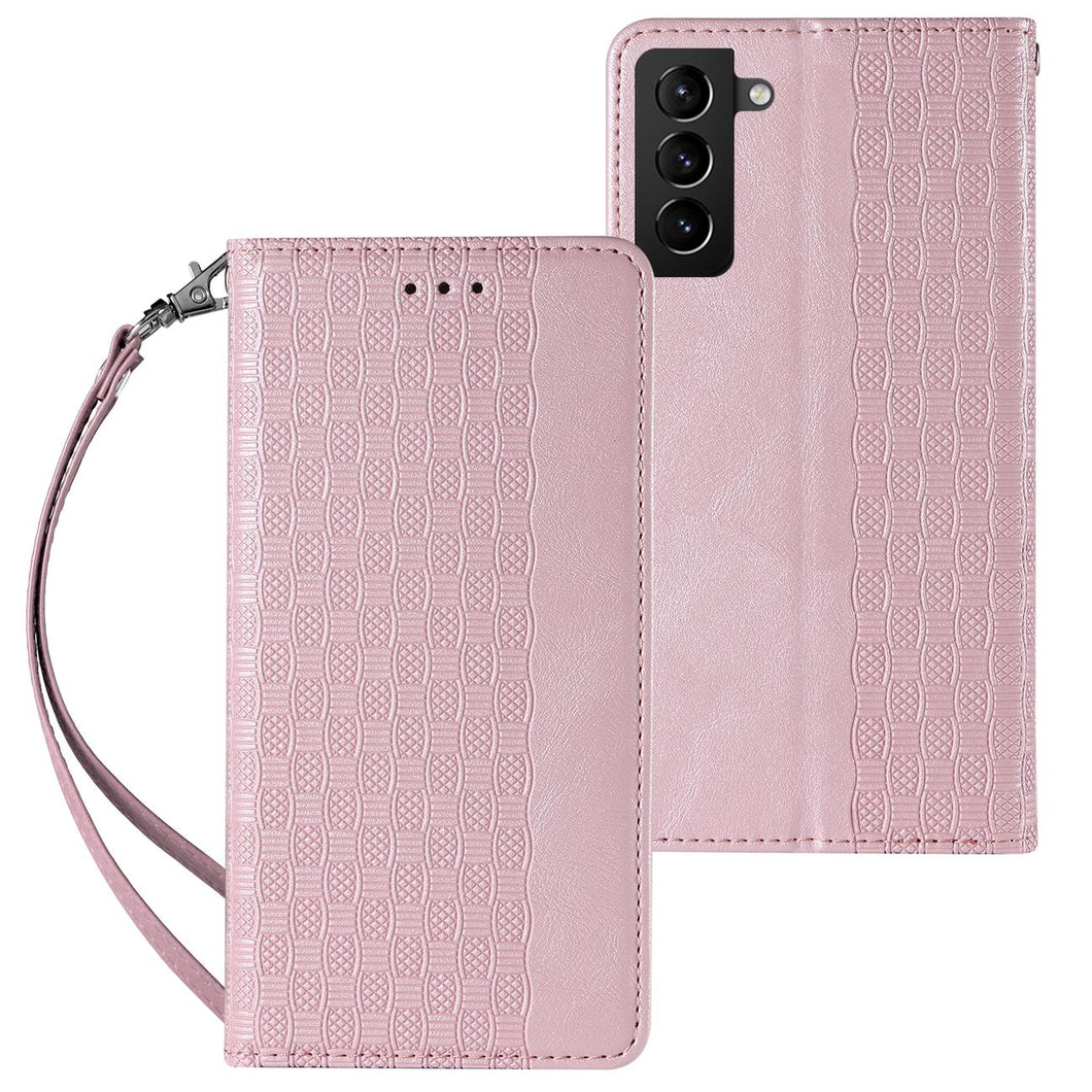 Magnet Strap Case Case for Samsung Galaxy S22 + (S22 Plus) Pouch Wallet + Mini Lanyard Pendant Pink - TopMag