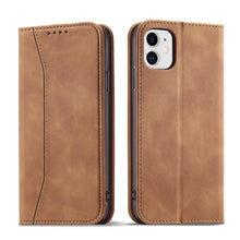 Заредете изображение във визуализатора на галерията – Magnet Fancy Case for iPhone 12 cover card wallet card stand brown - TopMag
