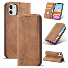 Заредете изображение във визуализатора на галерията – Magnet Fancy Case for iPhone 12 cover card wallet card stand brown - TopMag
