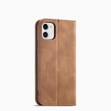 Заредете изображение във визуализатора на галерията – Magnet Fancy Case for iPhone 12 cover card wallet card stand brown - TopMag
