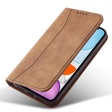 Заредете изображение във визуализатора на галерията – Magnet Fancy Case for iPhone 12 cover card wallet card stand brown - TopMag
