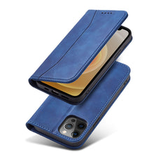 Заредете изображение във визуализатора на галерията – Magnet Fancy Case Case for iPhone 12 Pro Cover Card Wallet Card Stand Blue - TopMag
