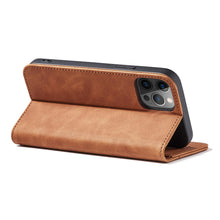 Заредете изображение във визуализатора на галерията – Magnet Fancy Case Case for iPhone 12 Pro Pouch Card Wallet Card Stand Brown - TopMag

