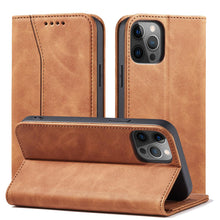 Заредете изображение във визуализатора на галерията – Magnet Fancy Case Case for iPhone 12 Pro Pouch Card Wallet Card Stand Brown - TopMag
