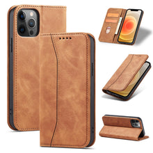 Заредете изображение във визуализатора на галерията – Magnet Fancy Case Case for iPhone 12 Pro Pouch Card Wallet Card Stand Brown - TopMag
