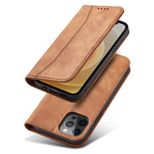Заредете изображение във визуализатора на галерията – Magnet Fancy Case Case for iPhone 12 Pro Pouch Card Wallet Card Stand Brown - TopMag
