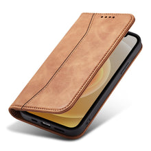 Заредете изображение във визуализатора на галерията – Magnet Fancy Case Case for iPhone 12 Pro Pouch Card Wallet Card Stand Brown - TopMag
