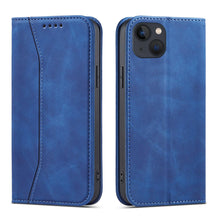 Заредете изображение във визуализатора на галерията – Magnet Fancy Case for iPhone 13 mini cover card wallet card stand blue - TopMag
