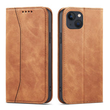 Заредете изображение във визуализатора на галерията – Magnet Fancy Case for iPhone 13 mini cover card wallet card stand brown - TopMag
