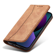 Заредете изображение във визуализатора на галерията – Magnet Fancy Case for iPhone 13 mini cover card wallet card stand brown - TopMag
