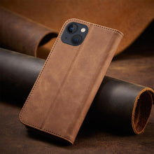 Заредете изображение във визуализатора на галерията – Magnet Fancy Case for iPhone 13 mini cover card wallet card stand brown - TopMag
