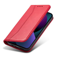 Заредете изображение във визуализатора на галерията – Magnet Fancy Case for iPhone 13 mini cover card wallet card stand red - TopMag
