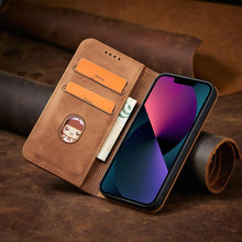 Заредете изображение във визуализатора на галерията – Magnet Fancy Case for iPhone 13 cover card wallet card stand brown - TopMag
