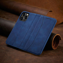 Заредете изображение във визуализатора на галерията – Magnet Fancy Case Case for iPhone 13 Pro Max Pouch Card Wallet Card Holder Blue - TopMag
