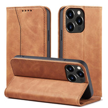 Заредете изображение във визуализатора на галерията – Magnet Fancy Case Case for iPhone 13 Pro Max Pouch Card Wallet Card Holder Brown - TopMag

