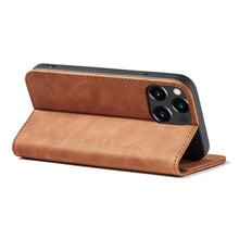 Заредете изображение във визуализатора на галерията – Magnet Fancy Case Case for iPhone 13 Pro Max Pouch Card Wallet Card Holder Brown - TopMag
