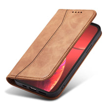 Заредете изображение във визуализатора на галерията – Magnet Fancy Case Case for iPhone 13 Pro Max Pouch Card Wallet Card Holder Brown - TopMag
