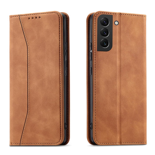 Magnet Fancy Case Case for Samsung Galaxy S22 + (S22 Plus) Pouch Wallet Card Holder Brown - TopMag