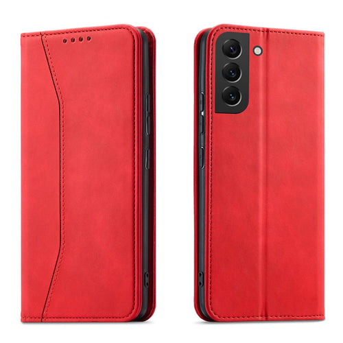 Magnet Fancy Case Case for Samsung Galaxy S22 + (S22 Plus) Pouch Wallet Card Holder Red - TopMag