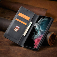 Заредете изображение във визуализатора на галерията – Magnet Fancy Case Case for Samsung Galaxy S22 Ultra Cover Card Wallet Card Stand Black - TopMag
