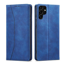 Заредете изображение във визуализатора на галерията – Magnet Fancy Case Case for Samsung Galaxy S22 Ultra Cover Card Wallet Card Stand Blue - TopMag
