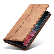 Заредете изображение във визуализатора на галерията – Magnet Fancy Case Case for Samsung Galaxy S22 Ultra Cover Card Wallet Card Stand Brown - TopMag
