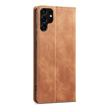 Заредете изображение във визуализатора на галерията – Magnet Fancy Case Case for Samsung Galaxy S22 Ultra Cover Card Wallet Card Stand Brown - TopMag
