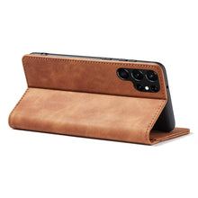 Заредете изображение във визуализатора на галерията – Magnet Fancy Case Case for Samsung Galaxy S22 Ultra Cover Card Wallet Card Stand Brown - TopMag
